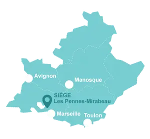 Carte Provence-Alpes-Côte d'Azur avec villes principales.